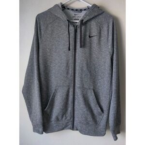 Nike Men's Dri-Fit Full-zip Training Hoodie Dark Heather Gray Pockets Size M
